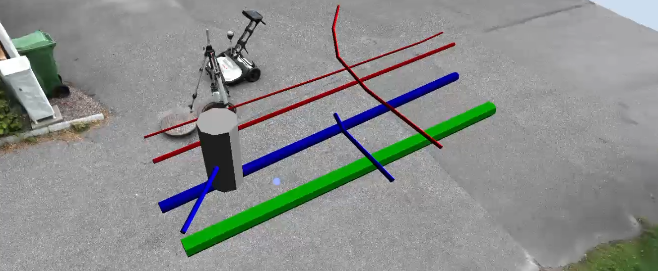Kombinationen av drönarscanning, laserscanning och georadar för ledningskartläggning
